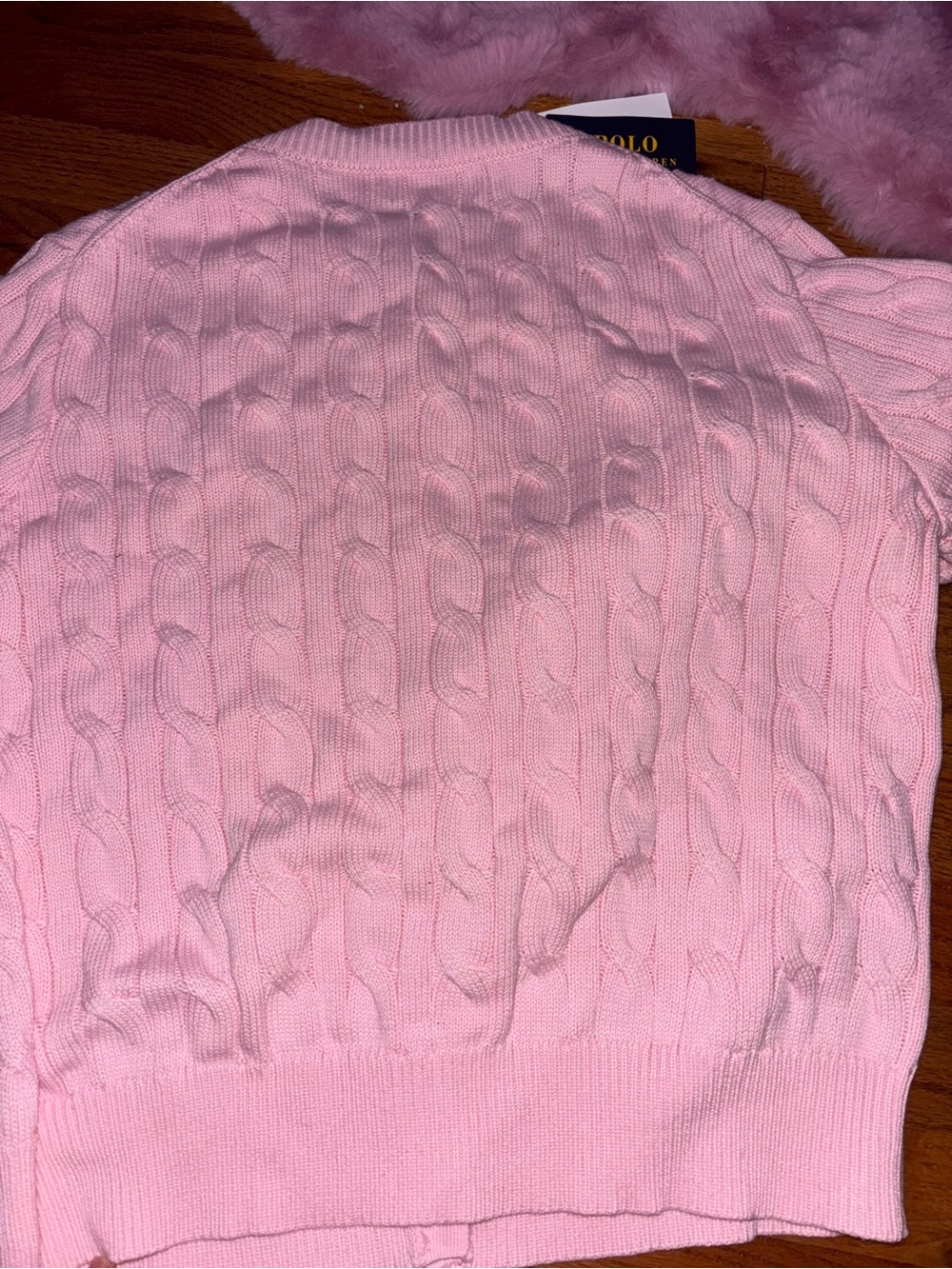Ralph Lauren Pink Cable-Knit Button-Front Cardigan - Picture 4 of 4